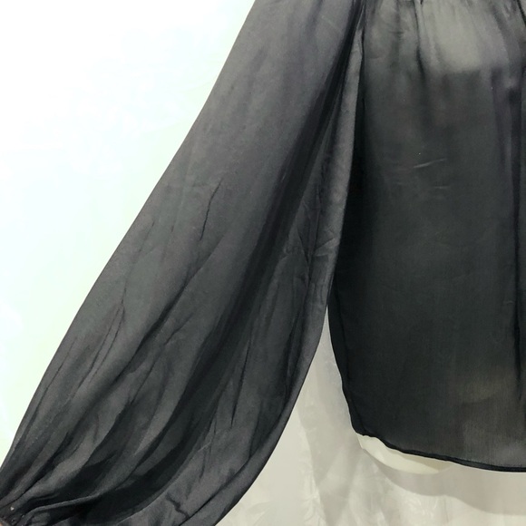 GIORGIO ARMANI Black Sheer Silk & Velvet Blouse 42 6 $800 - Picture 2 of 6